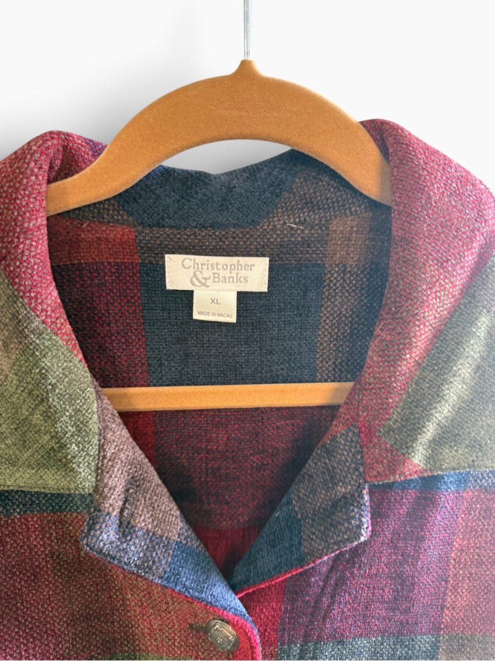 Christopher & Banks XL Plaid Button Front Jacket Shacket Fall Multicolor - Picture 4 of 4